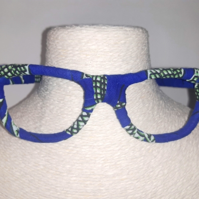 Serre-tête lunettes wax bleu roi et jaune 