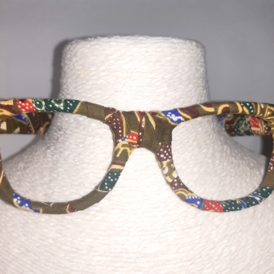 Serre-tête lunettes wax kaki et multico