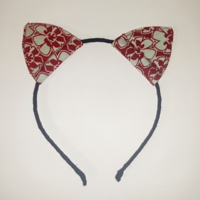 Oreilles de chat en Wax rouge et bleu