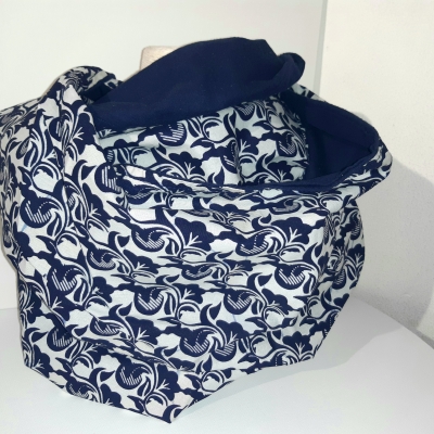 Snood Wax bleu et blanc , uni bleu nuit