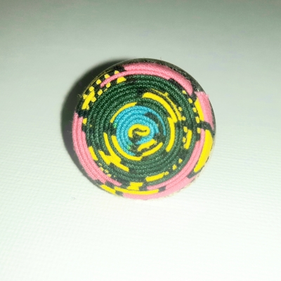 Bague ajustable en Wax vert et corail