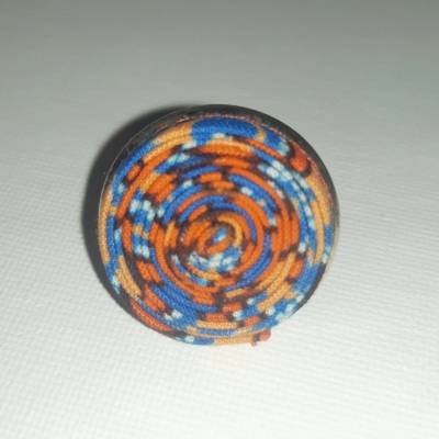 Bague ajustable en wax orange et bleu