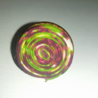 Bague ajustable en Wax vert et framboise 