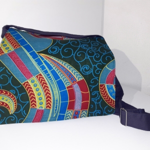 Sac à main bleu rabat double face . Face 1